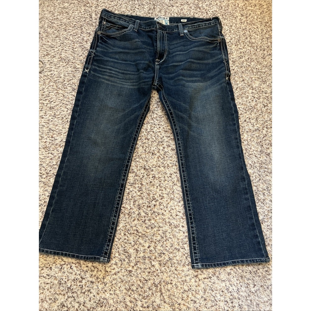 Ariat M7 Jeans Mens 40x30 Blue Slim Fit Straight Leg Silverton Stretch Denim